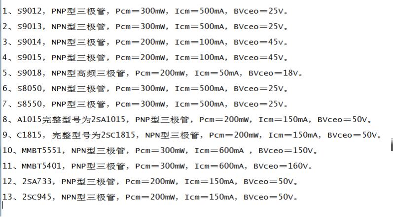 三極管絲印參數(shù) 三極管絲印參數(shù)